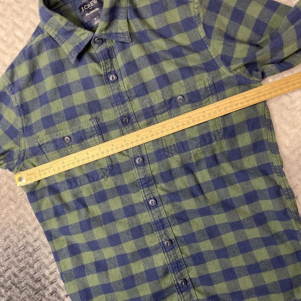 J Crew Shirt Mens Small Blue Green Plaid Mid Weight Flannel Work Button Classic - Picture 4 of 8